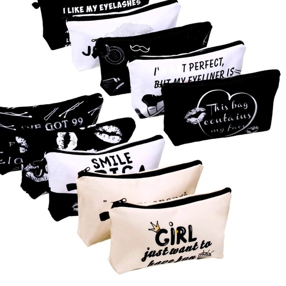 White & Black Polyester Cosmetic Bag / Make-Up Case - Picture 6 of 6